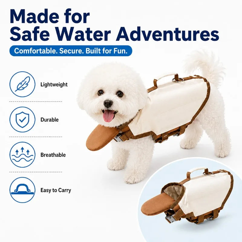 Dog Life Jacket with Rescue Handle, Pet Swimming Vest with Chin Float, Adjustable Breathable Safety Vest for Small Medium Dogs