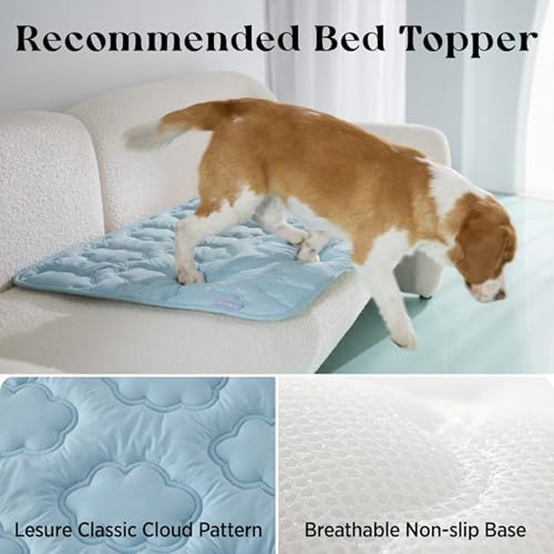 Dog Cooling Mat for Extra Large Dogs -Q-Max>0.5 XL Breathable Thin Cool Crate Pad with Chill Cold Fiber and Innovative Mesh Base Design, Portable Washable Pet Kennel Mat for Summer,44X30,Blue