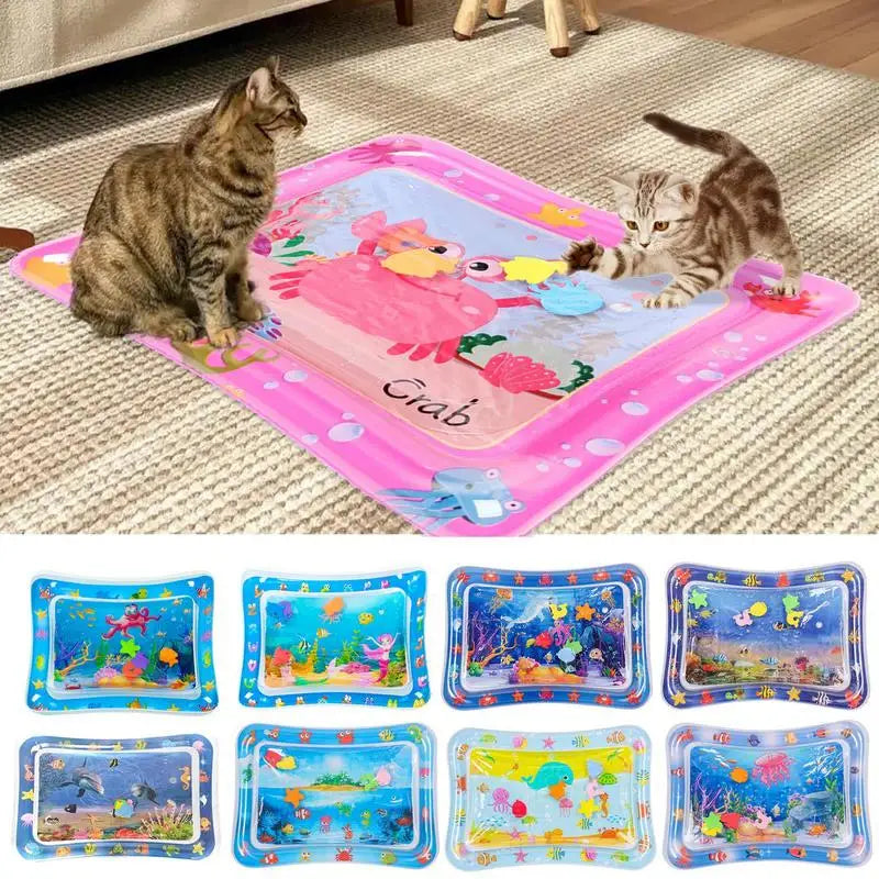 Sensory Water Play Mat for Cats Thickened Water Sensory Pad for Kidsinteractive Play Inflatable Water Mat for Cat and Dog Water