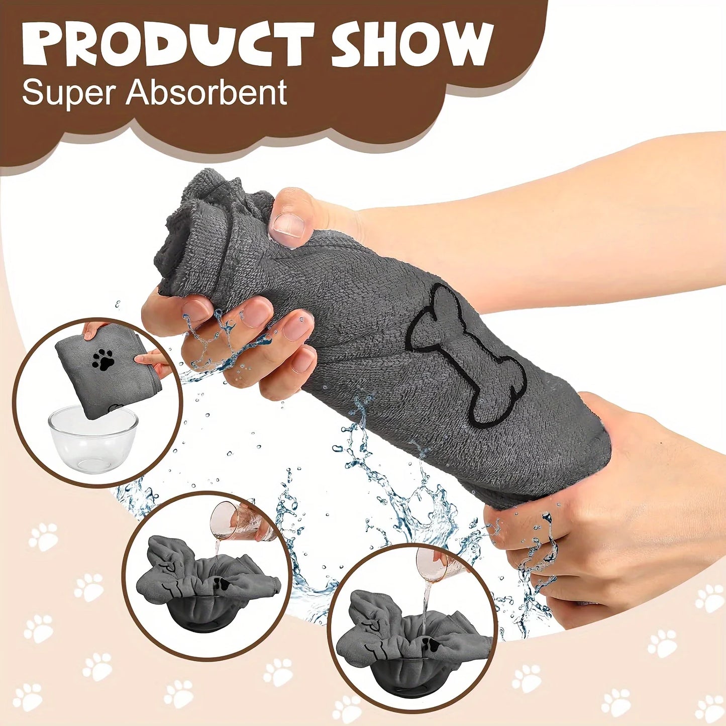 1/4 PCS Quick-Drying Microfiber Dog Towel Absorbent Pet Bath Product Fiber Quick-drying Bath Towel Car Wiping Cloth Pet Supplies