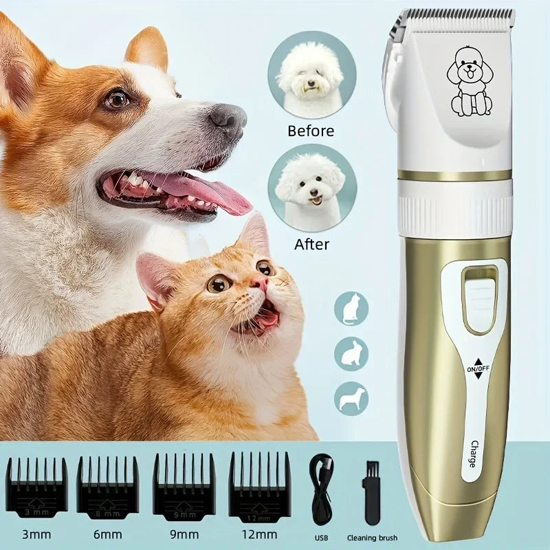 1pcs Professional Pet Clipper for Dogs Cats - Cordless USB Rechargeable Hair Trimmer with Guard Combs Low Noise Grooming Kit
