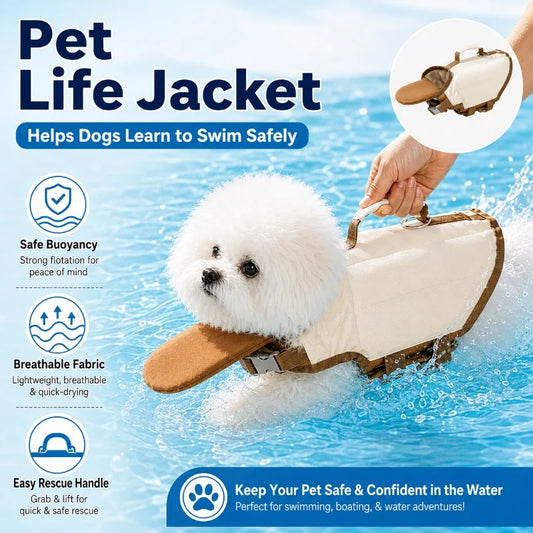 Dog Life Jacket with Rescue Handle, Pet Swimming Vest with Chin Float, Adjustable Breathable Safety Vest for Small Medium Dogs