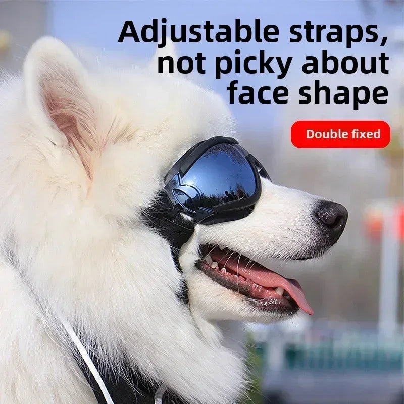 Pet Goggles Adjustable Anti UV Glare Windproof Sunglasses for Dogs Outdoor Hiking Running Beach All Breeds Eye Protection Black