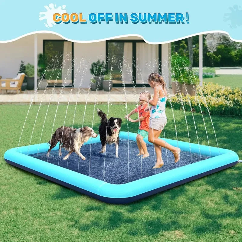Super Sized Dog Water Play Mat and Children'S Swimming Pool -Foldable, Rubber Water Play Mat, Suitable for Outdoor Entertainment