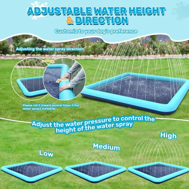 Super Sized Dog Water Play Mat and Children'S Swimming Pool -Foldable, Rubber Water Play Mat, Suitable for Outdoor Entertainment