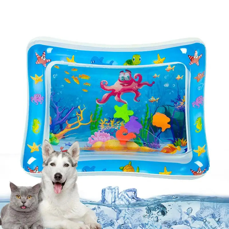 Sensory Water Play Mat for Cats Thickened Water Sensory Pad for Kidsinteractive Play Inflatable Water Mat for Cat and Dog Water